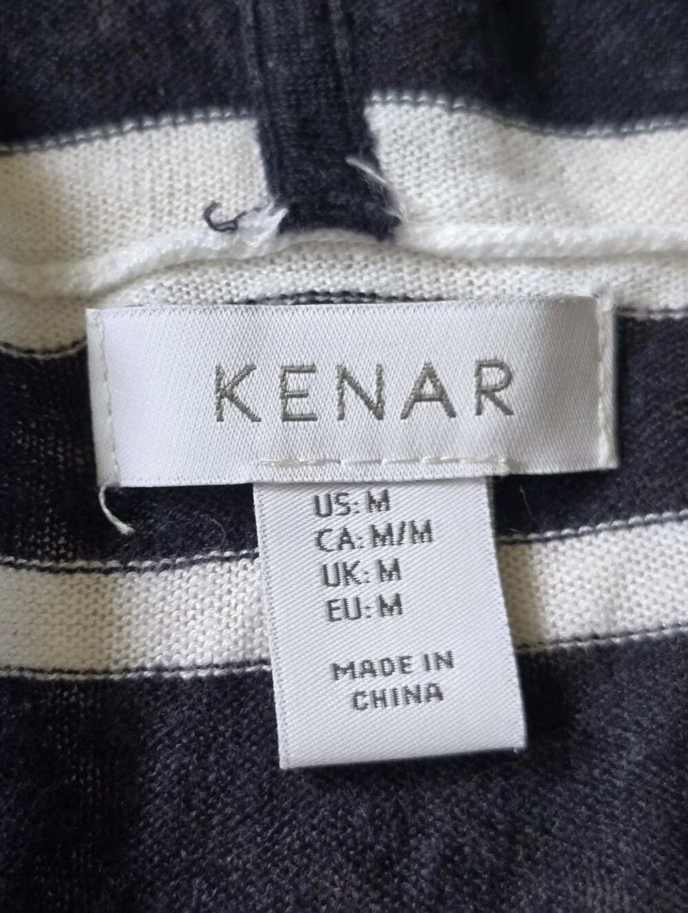 Kenar Linen Blend Hooded Open Front Striped Cardigan Size Medium
